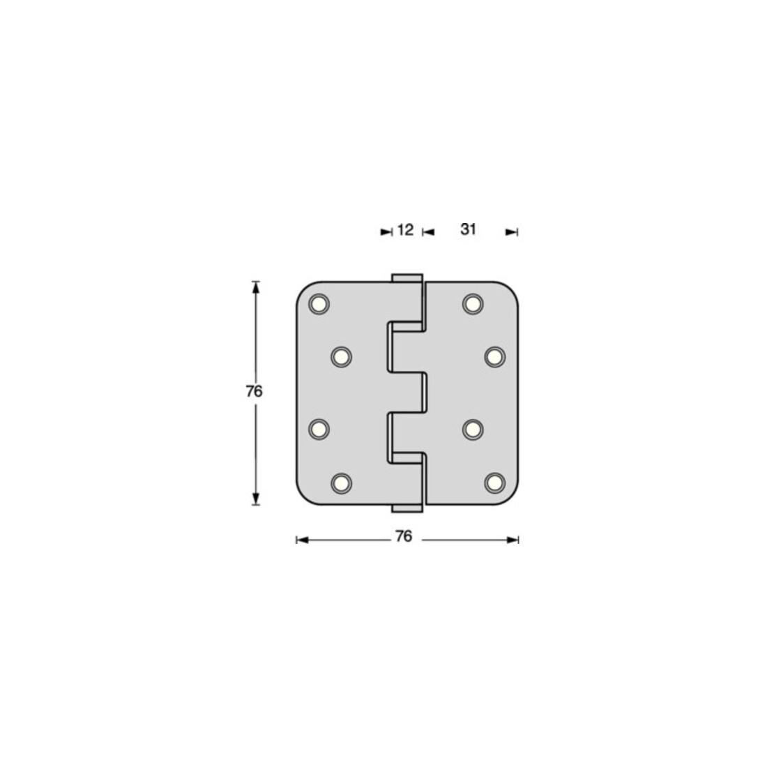 Kugellagertürscharnier VA rd 76x76mm DIN L/R ma ausziehb.Stift INTERSTEEL