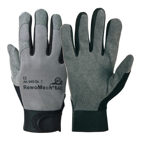 Kunstlederhandschuhe RewoMech 640 Gr.10 schwarz/grau Kunstleder/Elastan