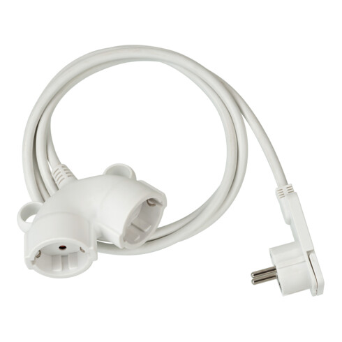 Kwaliteits plastic verlengkabel 3m H05VV-F 3G1.5 wit met dubbele koppeling + platte stekker