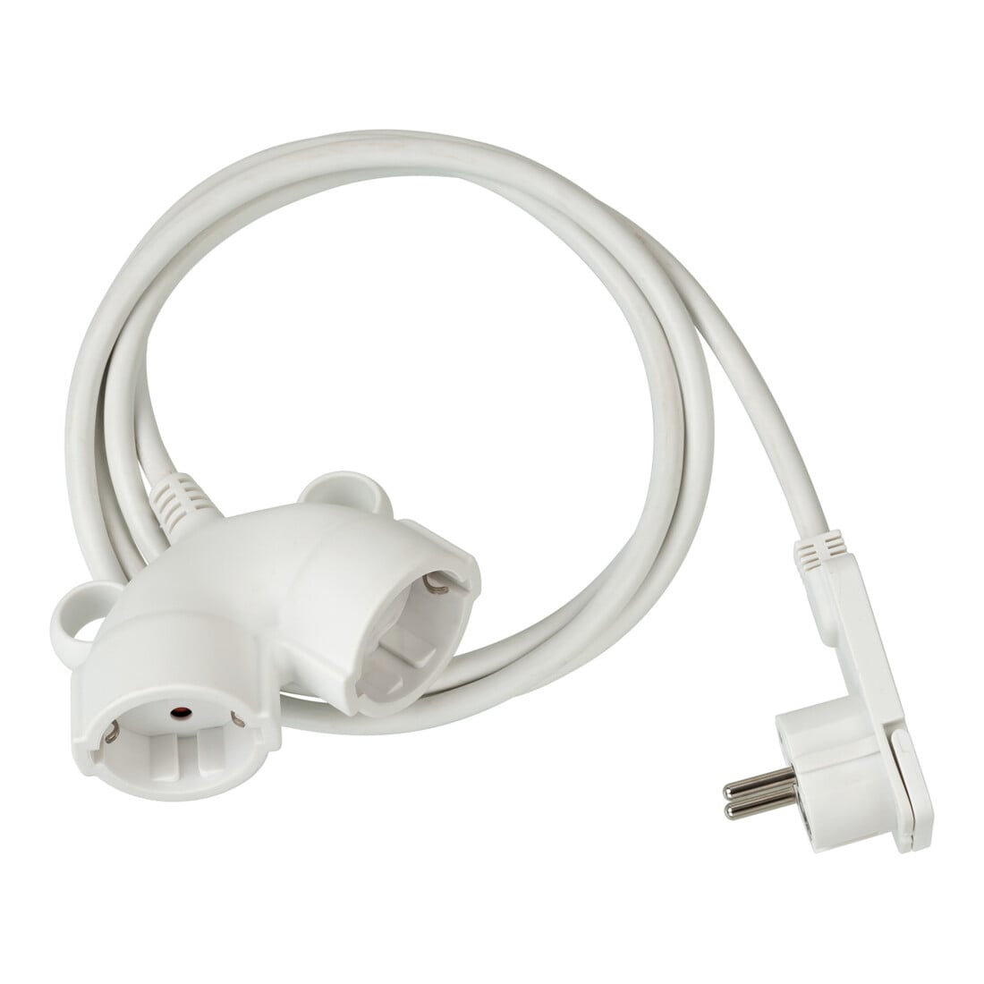 Kwaliteits plastic verlengkabel 3m H05VV-F 3G1.5 wit met dubbele koppeling + platte stekker