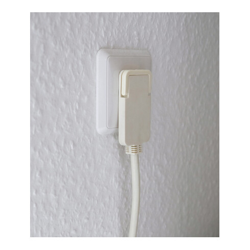 Kwaliteits plastic verlengkabel 5m H05VV-F 3G1.5 wit met dubbele koppeling + platte stekker