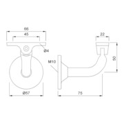 KWS Support de main courante 4513 avec appui plat Acier, argenté, cuisson-2