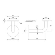 KWS Support de main courante 4571 avec appui plat Acier, argenté, cuisson au four-2