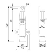 KWS Türfeststeller 1024, mit Tretbolzen Hub 25mm silberf. einbrennlack-2