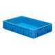 LA-KA-PE Caisse empilable de transport B600xP400xH120 mm bleu Charge 700kg sans poignée-1