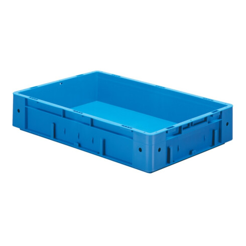 LA-KA-PE Caisse empilable de transport B600xP400xH120 mm bleu Charge 700kg sans poignée