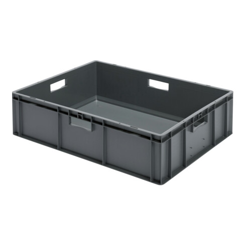 LA-KA-PE Caisse empilable de transport B800xP600xH210 mm gris, fermée avec poignée