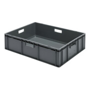 LA-KA-PE Caisse empilable de transport B800xP600xH210 mm gris, fermée avec poignée
