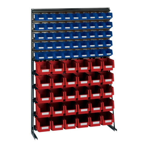 LA-KA-PE Étagère Vario V12B avec 75 caisses PLK bleu/rouge