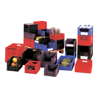 LA-KA-PE Sichtlagerkasten rot B400xT600xH210 mm Auflast 600kg, mit Griffloch