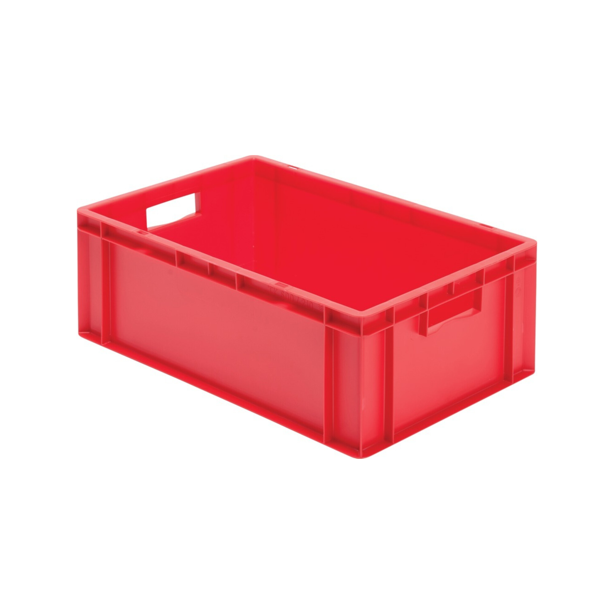 LA-KA-PE Transport-Stapelkasten B600xT400xH210 mm rot, geschlossen mit Griffloch