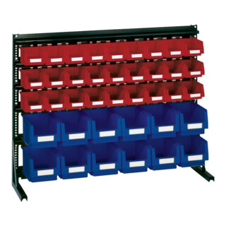 LA-KA-PE Vario-Étagère V6B avec 39 caisses PLK, bleu/rouge
