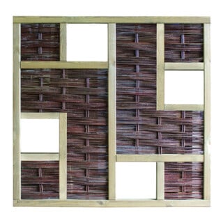 LABO-3D Weidengeflechtzaun 180 x 180cm 4 Fenster Rahmen 70 x 35mm