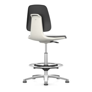 bimos Chaise de travail Labsit blanche avec patins Supertec coque d’assise hauteur d’assise 520-770 mm