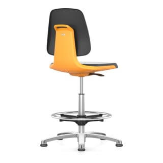 bimos Chaise de travail Labsit orange avec patins Coque d’assise Hauteur d’assise 520-770 mm