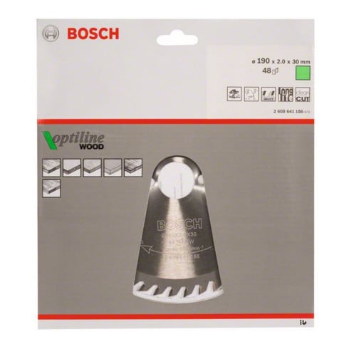 Bosch Lama Optiline Wood per seghe circolari manuali 190 x 30 x 2,0 mm 48