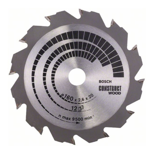 Bosch Lama circolare per sega Construct Wood, 160x20/16x2,6mm 12
