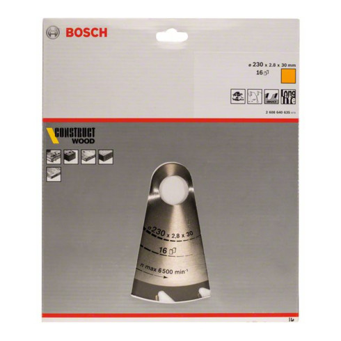 Bosch Lama circolare per sega Construct Wood, 230x30x2,8mm 16