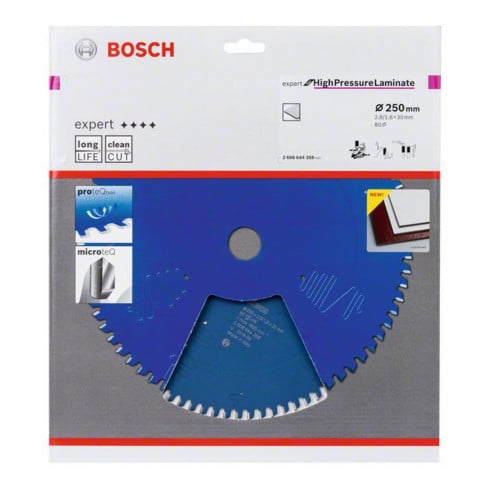 Bosch Lama circolare per sega Expert for High Pressure Laminate, 250x30x2,8mm 80