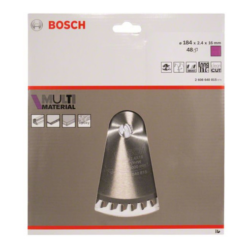 Bosch Lama circolare per sega Multi Material, 184x16x2,4mm 48