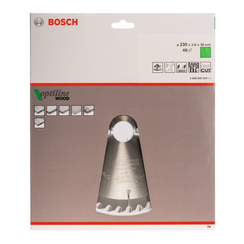 Bosch Lama circolare Optiline Wood, per seghe circolari manuali, 230x30x2,8mm 48