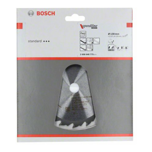 Bosch Lama circolare per sega Speedline Wood, 130x16x2,0mm 18
