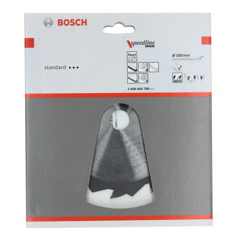 Bosch Lama circolare per sega Speedline Wood, 160x20x2,2mm 12