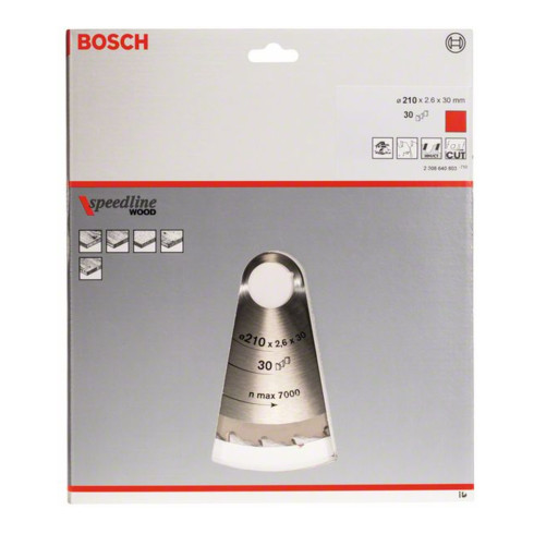 Bosch Lama circolare per sega Speedline Wood, 210x30x2,4mm 30