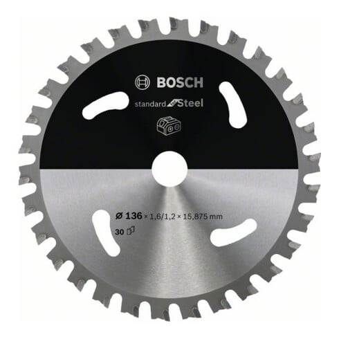 Bosch Lama circolare Standard for Steel, per sega a batteria, 136x1,6/1,2x15,875 30 denti