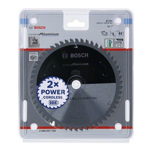 Bosch Lama circolare Standard for Aluminium per sega a batteria, 165x1,8/1,3x15,875, 54 denti