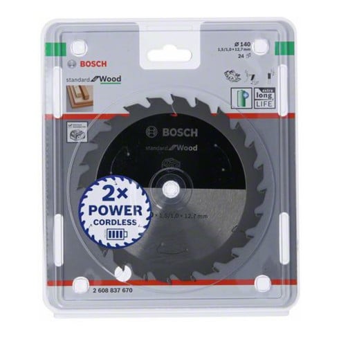 Bosch Lama circolare Standard for Wood per sega a batteria, 140x1,5/1x12,7, 24 denti