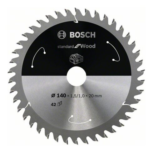 Bosch Lama circolare Standard for Wood per sega a batteria, 140x1,5/1x20, 42 denti