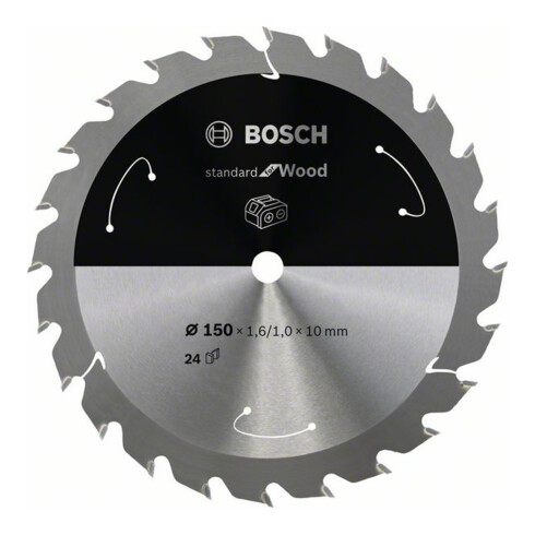Bosch Lama circolare Standard for Wood per sega a batteria, 150x1,6/1x10, 24 denti