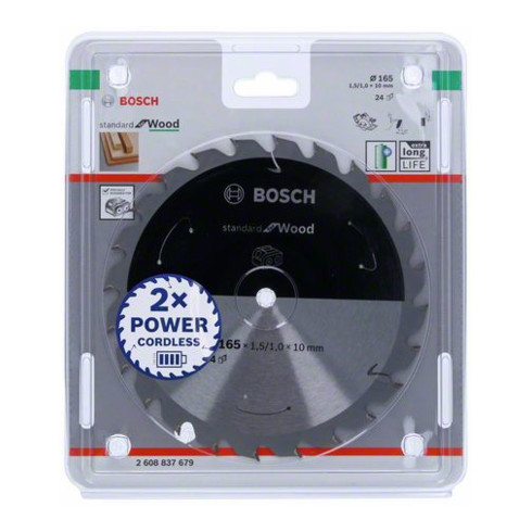 Bosch Lama circolare Standard for Wood per sega a batteria, 165x1,5/1x10, 24 denti