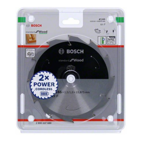 Bosch Lama circolare Standard for Wood per sega a batteria, 165x1,5/1x15,875, 12 denti