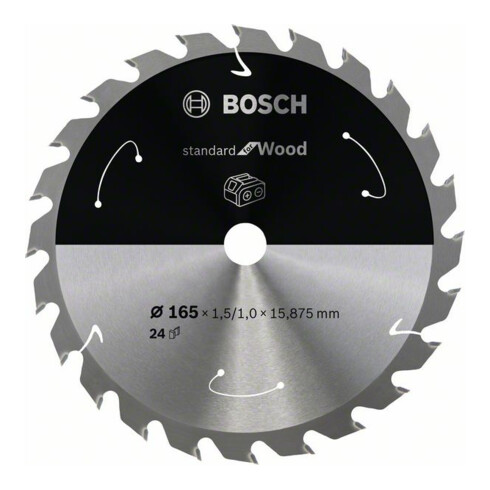 Bosch Lama circolare Standard for Wood per sega a batteria, 165x1,5/1x15,875, 24 denti