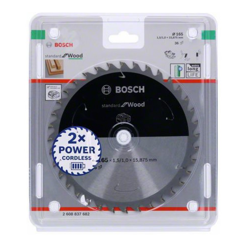 Bosch Lama circolare Standard for Wood per sega a batteria, 165x1,5/1x15,875, 36 denti
