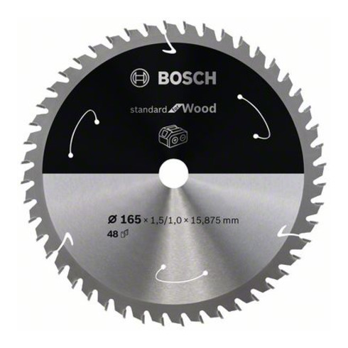 Bosch Lama circolare Standard for Wood per sega a batteria, 165x1,5/1x15,875, 48 denti