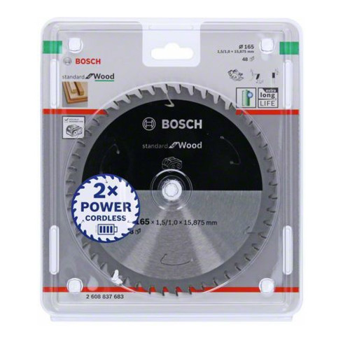 Bosch Lama circolare Standard for Wood per sega a batteria, 165x1,5/1x15,875, 48 denti