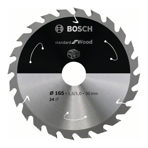 Bosch Lama circolare Standard for Wood per sega a batteria, 165x1,5/1x30, 24 denti