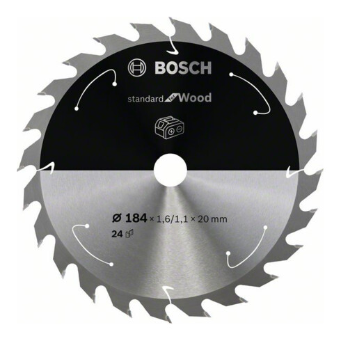 Bosch Lama circolare Standard for Wood per sega a batteria, 184x1,6/1,1x20, 24 denti