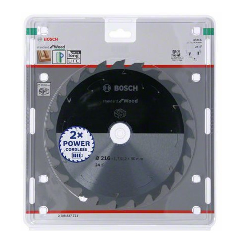 Bosch Lama circolare Standard for Wood per sega a batteria, 216x1,7/1,2x30 24 denti