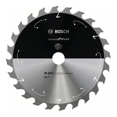 Bosch Lama circolare Standard for Wood per sega a batteria, 254x2,2/1,6x30, 24 denti