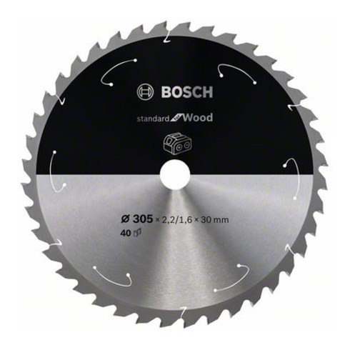 Bosch Lama circolare Standard for Wood per sega a batteria, 305x2,2/1,6x30, 40 denti