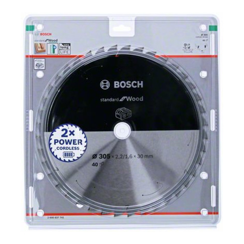 Bosch Lama circolare Standard for Wood per sega a batteria, 305x2,2/1,6x30, 40 denti