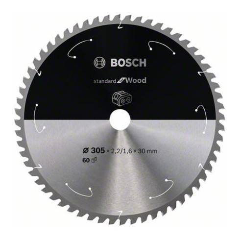 Bosch Lama circolare Standard for Wood per sega a batteria, 305x2,2/1,6x30, 60 denti