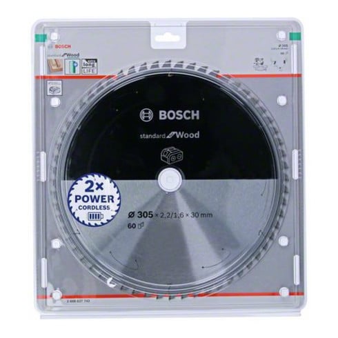 Bosch Lama circolare Standard for Wood per sega a batteria, 305x2,2/1,6x30, 60 denti