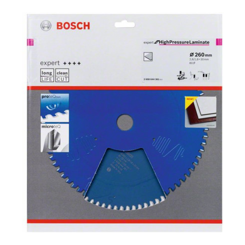 Bosch Lama circolare per sega Expert for High Pressure Laminate, 260x30x2,8mm 80
