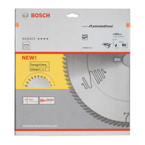 Bosch Lama circolare per sega Expert for Laminated Panel, 250x30x3,2mm 80