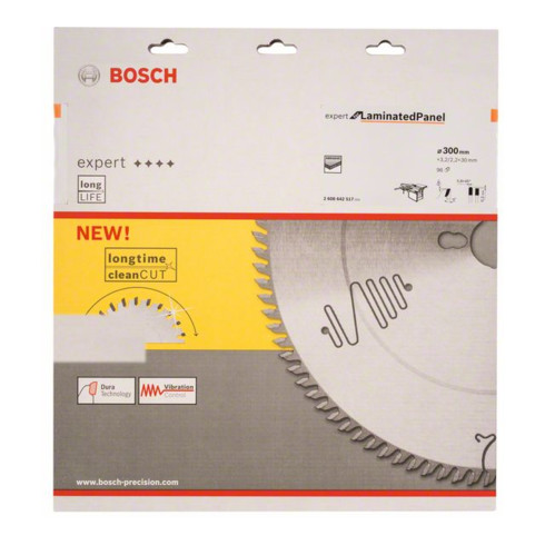 Bosch Lama circolare per sega Expert for Laminated Panel, 300x30x3,2mm 96